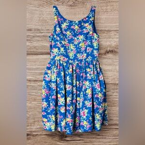 EUC Polo Ralph Lauren girls Floral A line Button back dress botanical SZ 14